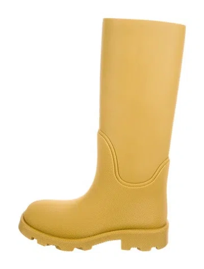 Pre-owned Burberry Rubber Printed Rain Boots In Neutral
