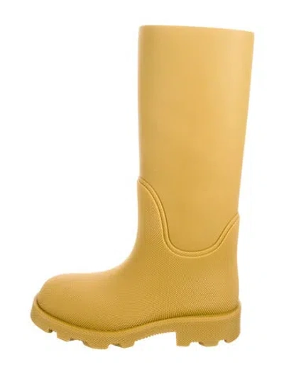 Pre-owned Burberry Rubber Printed Rain Boots In Neutral