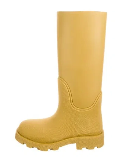 Pre-owned Burberry Rubber Printed Rain Boots In Neutral