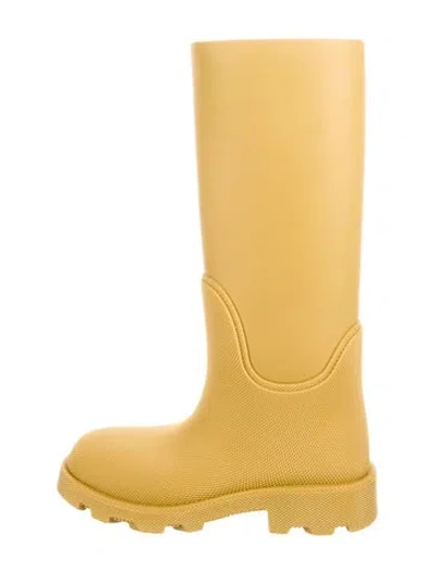 Pre-owned Burberry Rubber Printed Rain Boots In Neutral