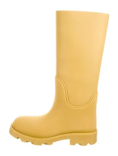 Pre-owned Burberry Rubber Printed Rain Boots In Neutral