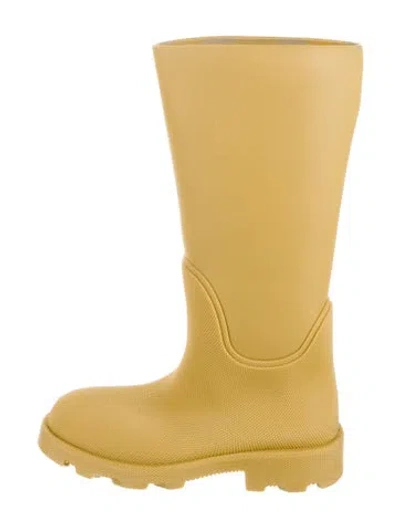Pre-owned Burberry Rubber Printed Rain Boots In Yellow