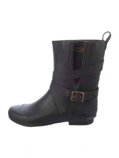 Pre-owned Burberry Rubber Rain Boots In Black