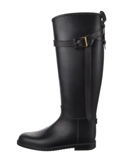 Pre-owned Burberry Rubber Rain Boots In Black