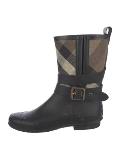 Pre-owned Burberry Rubber Rain Boots In Black