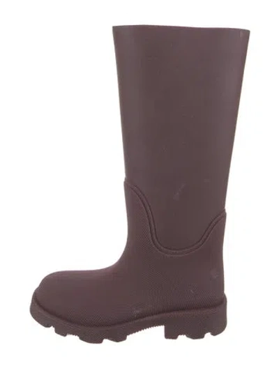 Pre-owned Burberry Rubber Rain Boots In Burgundy