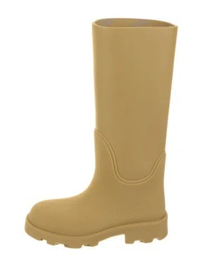 Pre-owned Burberry Rubber Rain Boots W/ Tags In Yellow