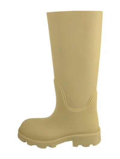 Pre-owned Burberry Rubber Rain Boots W/ Tags In Yellow
