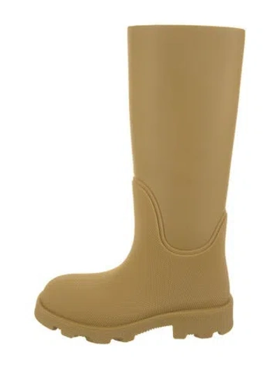 Pre-owned Burberry Rubber Rain Boots W/ Tags In Yellow