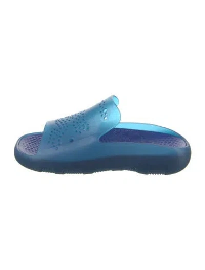 Pre-owned Burberry Rubber Slides In Blue