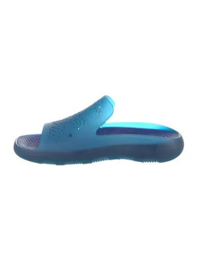 Pre-owned Burberry Rubber Slides In Blue