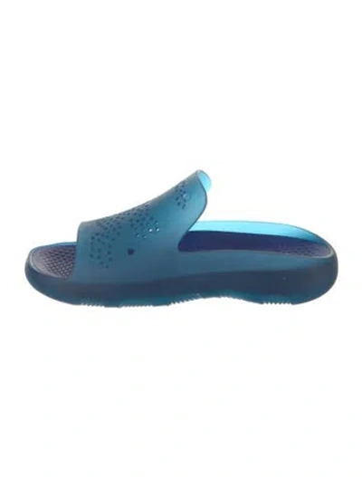 Pre-owned Burberry Rubber Slides In Blue