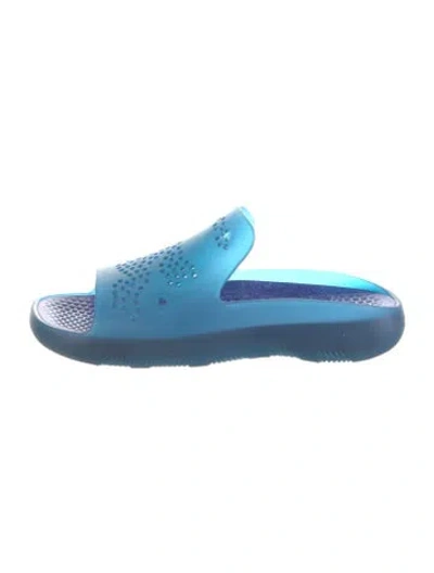 Pre-owned Burberry Rubber Slides In Blue
