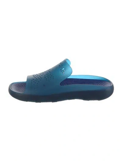 Pre-owned Burberry Rubber Slides In Blue