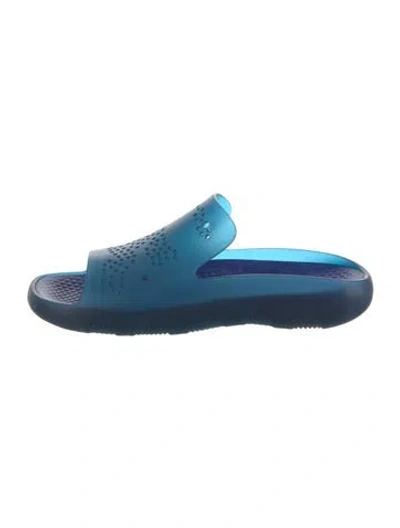 Pre-owned Burberry Rubber Slides In Blue