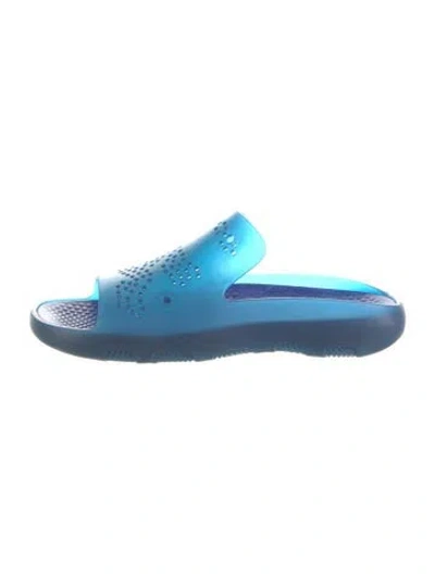 Pre-owned Burberry Rubber Slides In Blue