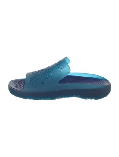 Pre-owned Burberry Rubber Slides In Blue
