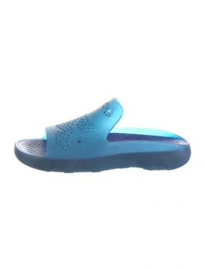 Pre-owned Burberry Rubber Slides In Blue