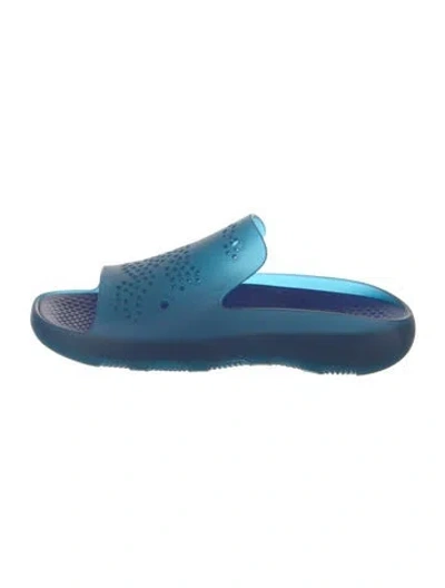 Pre-owned Burberry Rubber Slides In Blue