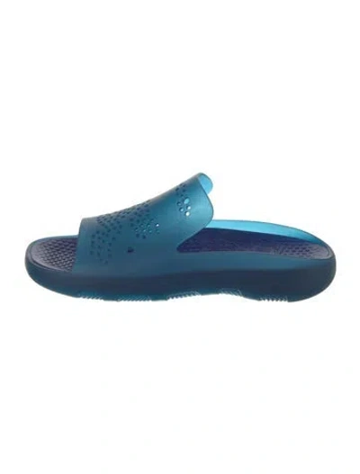 Pre-owned Burberry Rubber Slides W/ Tags In Blue