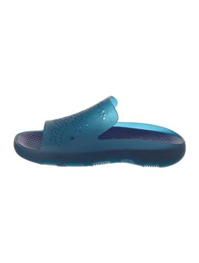 Pre-owned Burberry Rubber Slides W/ Tags In Blue