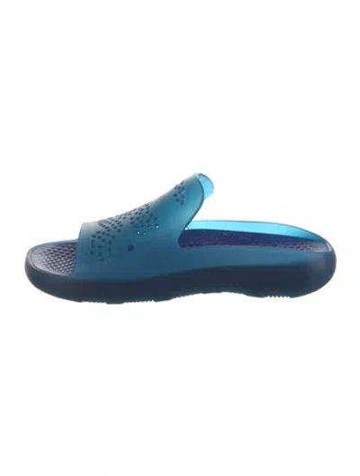 Pre-owned Burberry Rubber Slides W/ Tags In Blue