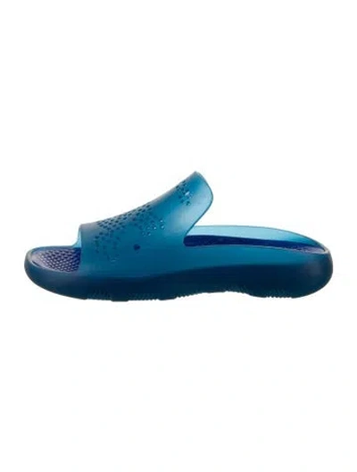Pre-owned Burberry Rubber Slides W/ Tags In Blue