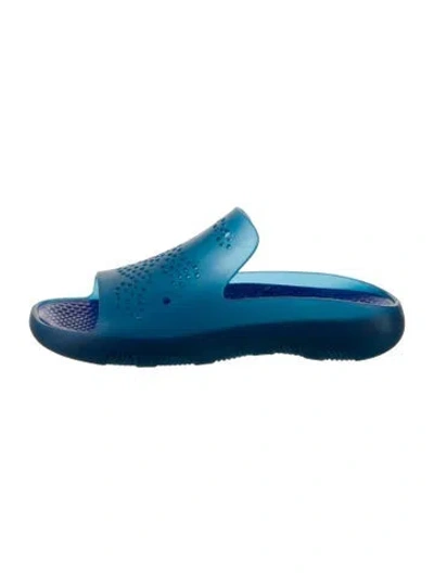 Pre-owned Burberry Rubber Slides W/ Tags In Blue