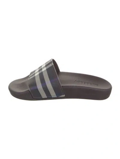 Pre-owned Burberry Rubber Striped Slides In Purple
