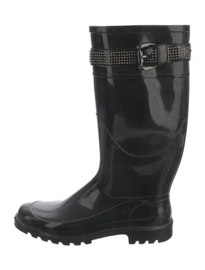Pre-owned Burberry Rubber Studded Accents Rain Boots In Black