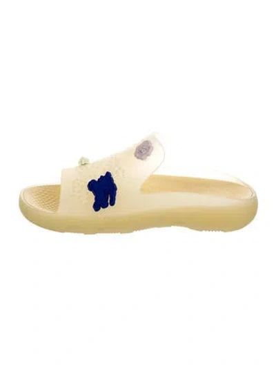 Pre-owned Burberry Rubber Studded Accents Slides In Yellow