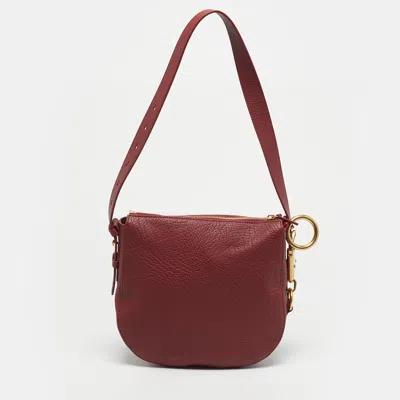 Pre-owned Burberry Ruby Leather Small Knight Shoulder Bag In Red