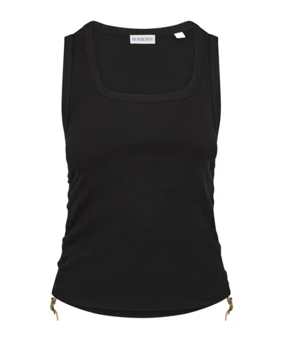 Burberry Ruched Buckle Tank Top In Black