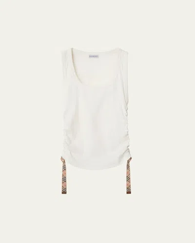 BURBERRY RUCHED CHECK DRAWSTRING TANK TOP
