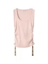 Burberry Ruched Check-strap Tank Top In Pink