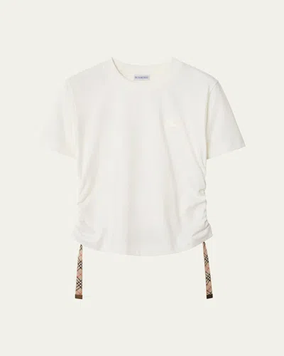 BURBERRY RUCHED CHECK-TIES SHORT-SLEEVE T-SHIRT