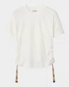 Burberry Ruched Check-ties Short-sleeve T-shirt In Chalk