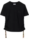 Burberry Black T Shirt With Check Pattern Detail In Black