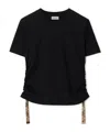 Burberry Black T Shirt With Check Pattern Detail In Black