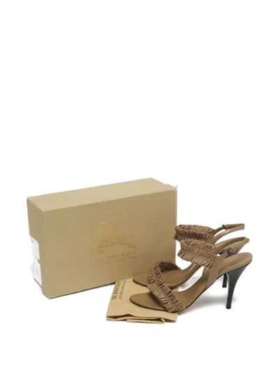 Pre-owned Burberry Ruched Leather Sandals In Brown