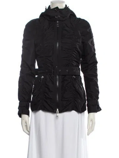 Pre-owned Burberry Ruched Zip Windbreaker Jacket Jacket In Black