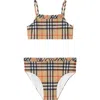 Burberry Ruffe Trim Check Bikini In Neutral