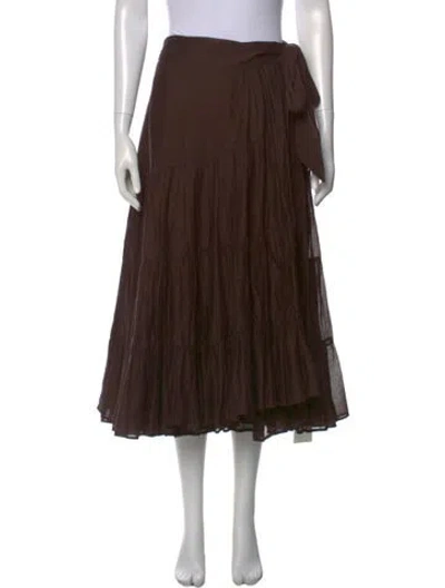 Pre-owned Burberry Ruffle Embellishment Midi Length Skirt In Brown