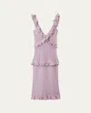 Burberry Ruffle V-neck Sleeveless Maxi Dress In Wisteria