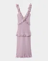 Burberry Ruffle V-neck Sleeveless Maxi Dress In Wisteria