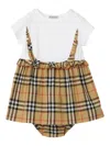 Burberry Check Trim Stretch Cotton Dress With Bloomers In Multi