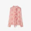 Burberry Check Silk Blouse With Ruffles In Candy