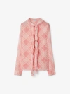 Burberry Check Silk Blouse With Ruffles In Candy