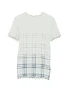 Burberry Ruffled-detail Check-pattern T-shirt In White