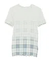 Burberry Ruffled-detail Check-pattern T-shirt In White